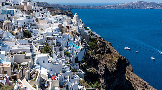 Spectacular Oia Village perched on the caldera rim